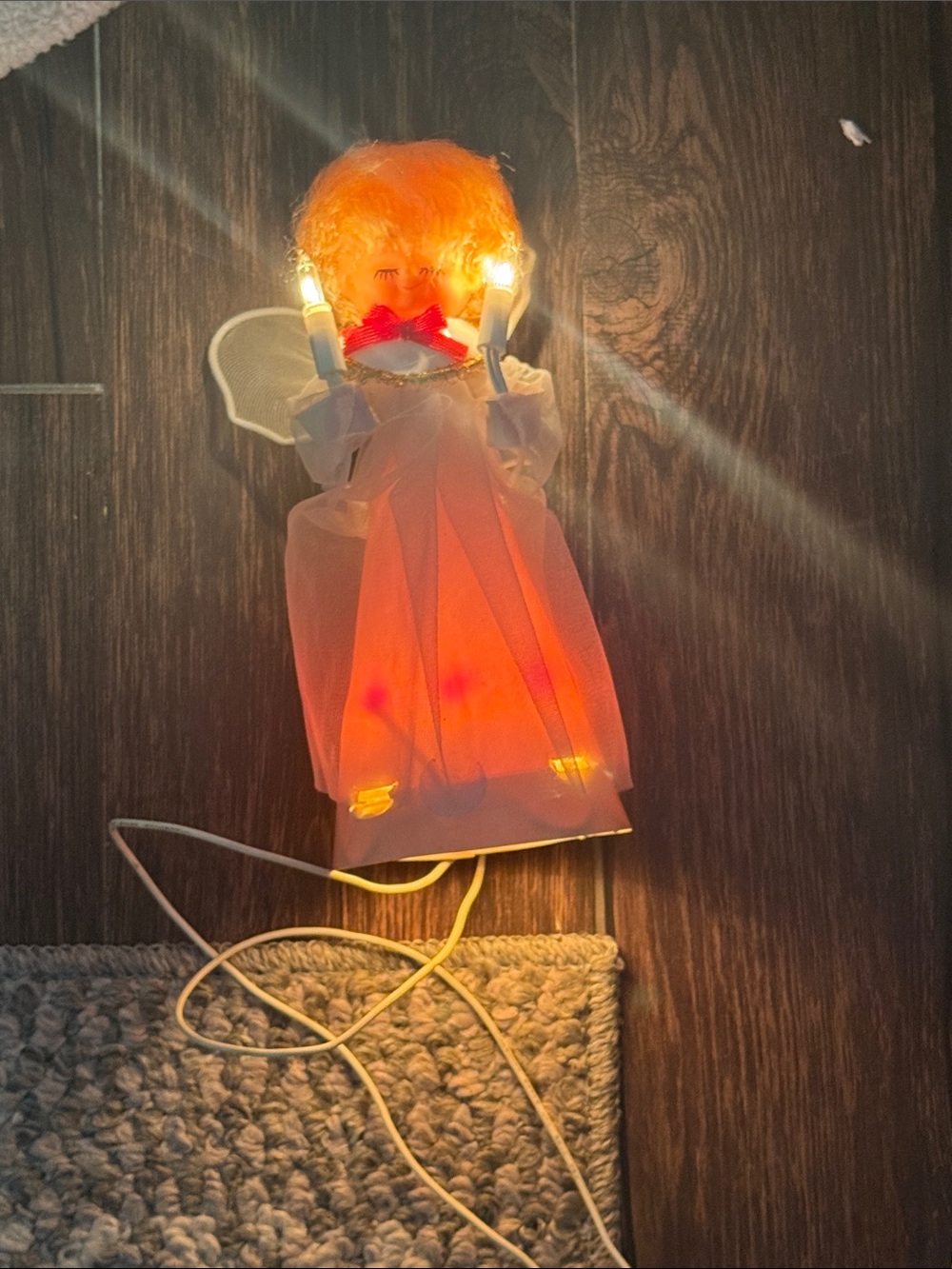 Vtg Lighted Tulle Wings Angel Christmas Tree Topper vintage